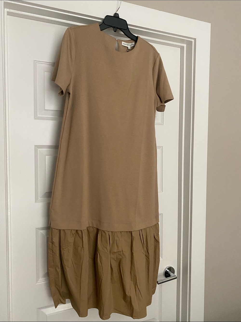 English Factory Camel Tiered Midi Dress